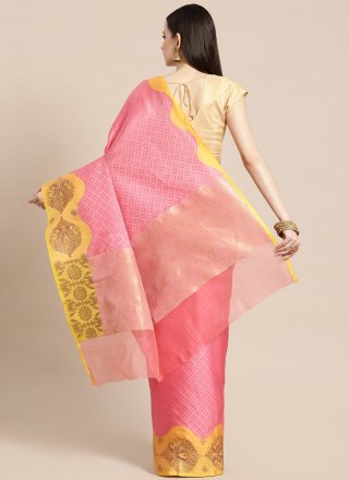 Pink Banarasi Silk Woven Designer Traditional Saree
