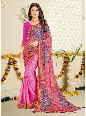 Pink Casual Fancy Fabric Casual Saree