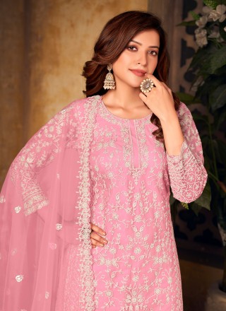 Pink Ceremonial Net Designer Palazzo Salwar Suit