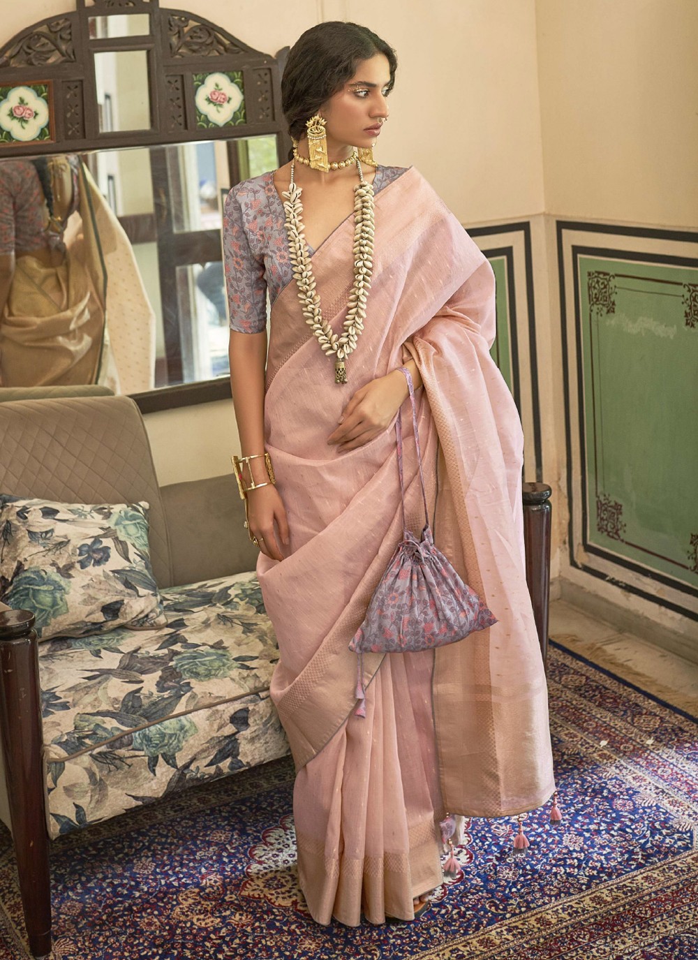 BABY PINK SAREE - Etsy