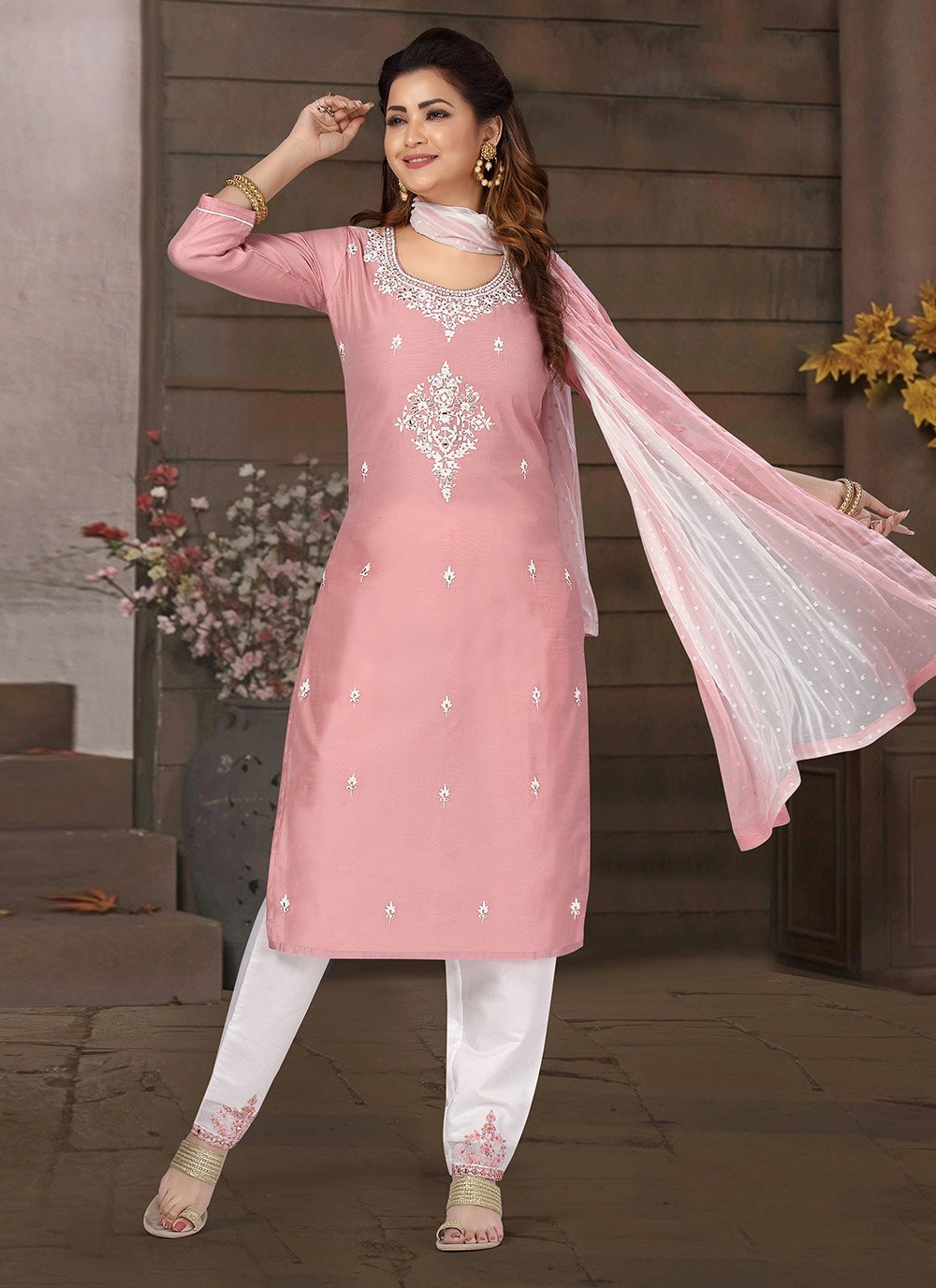 Pink Colour Silk Designer Salwar Kameez