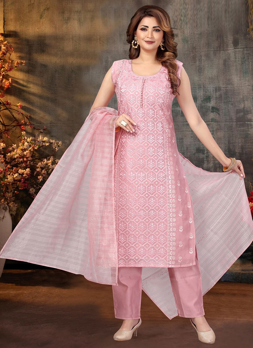 Pink Chanderi Silk Trendy Salwar Suit