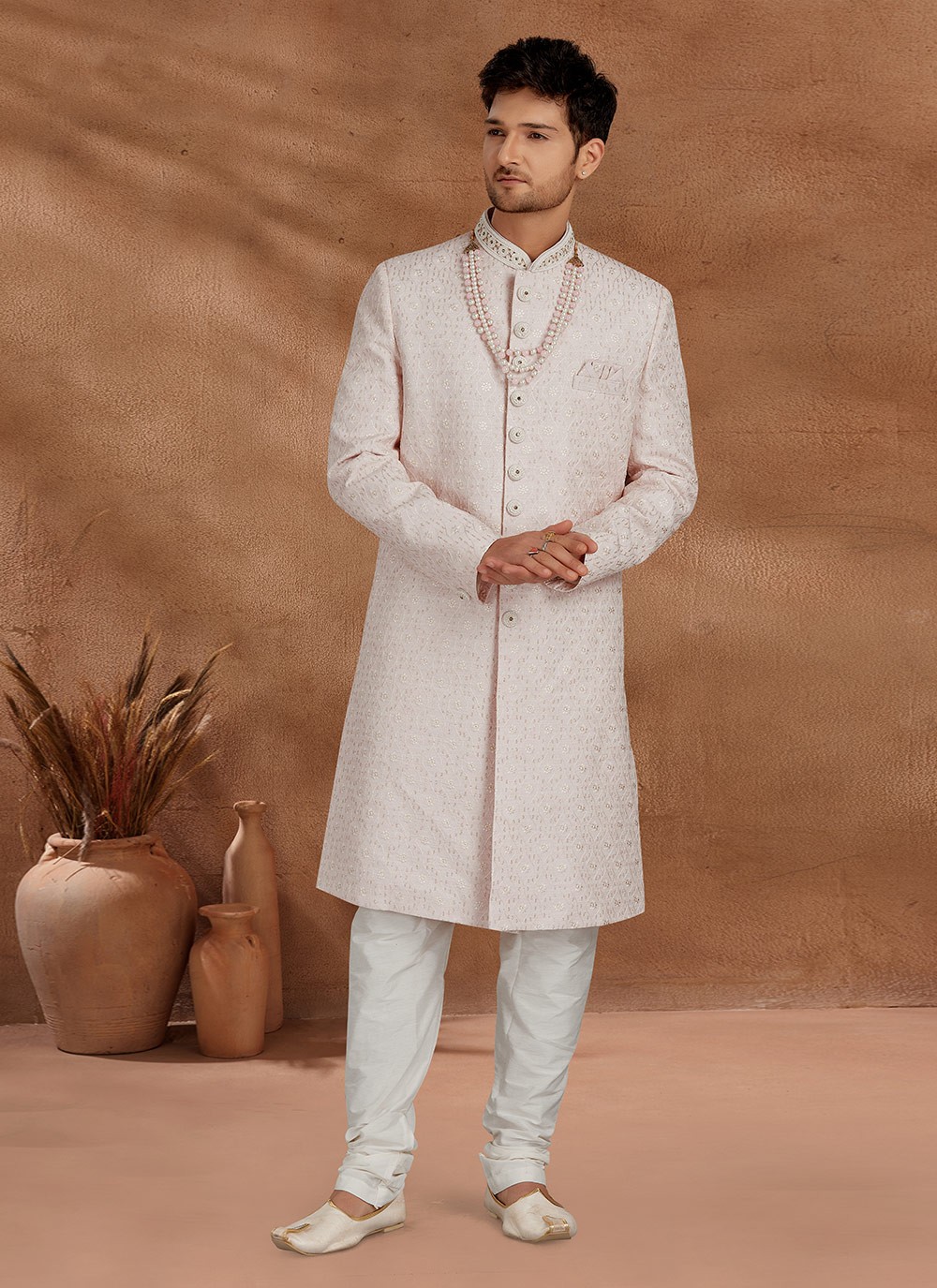 Pink Color Indo Western Sherwani