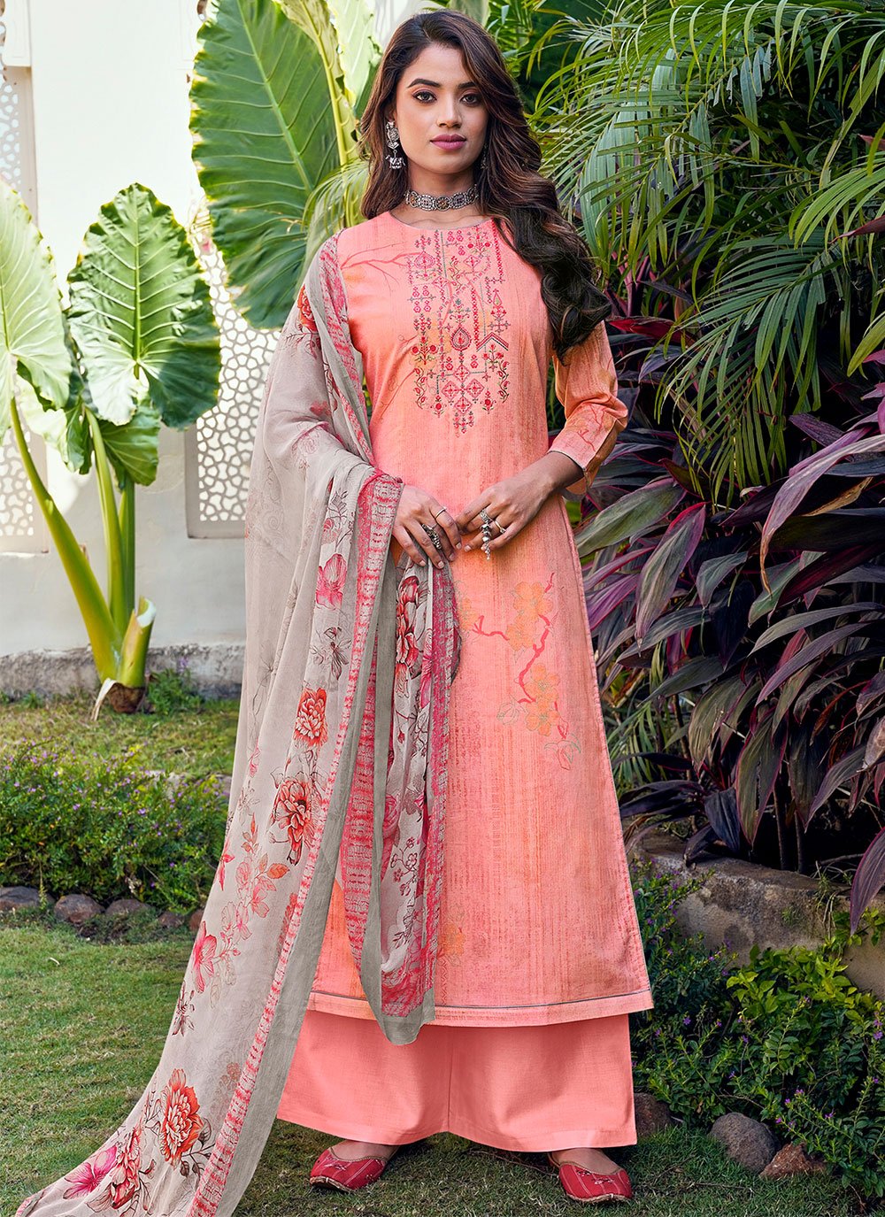 Pink Cotton Designer Pakistani Suit