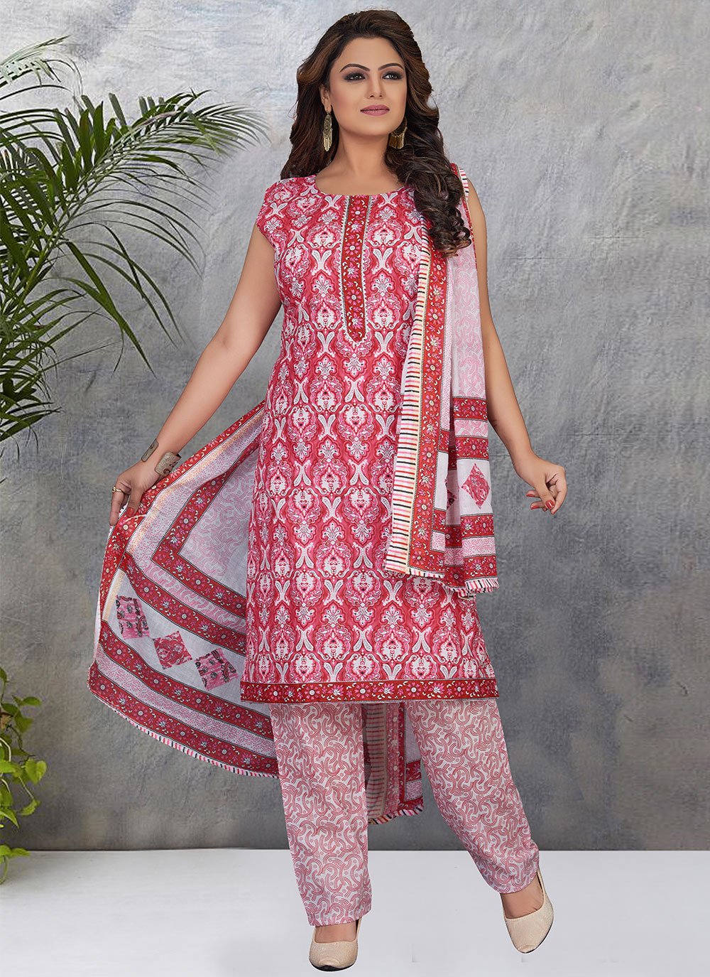 Pink Cotton Festival Punjabi Suit