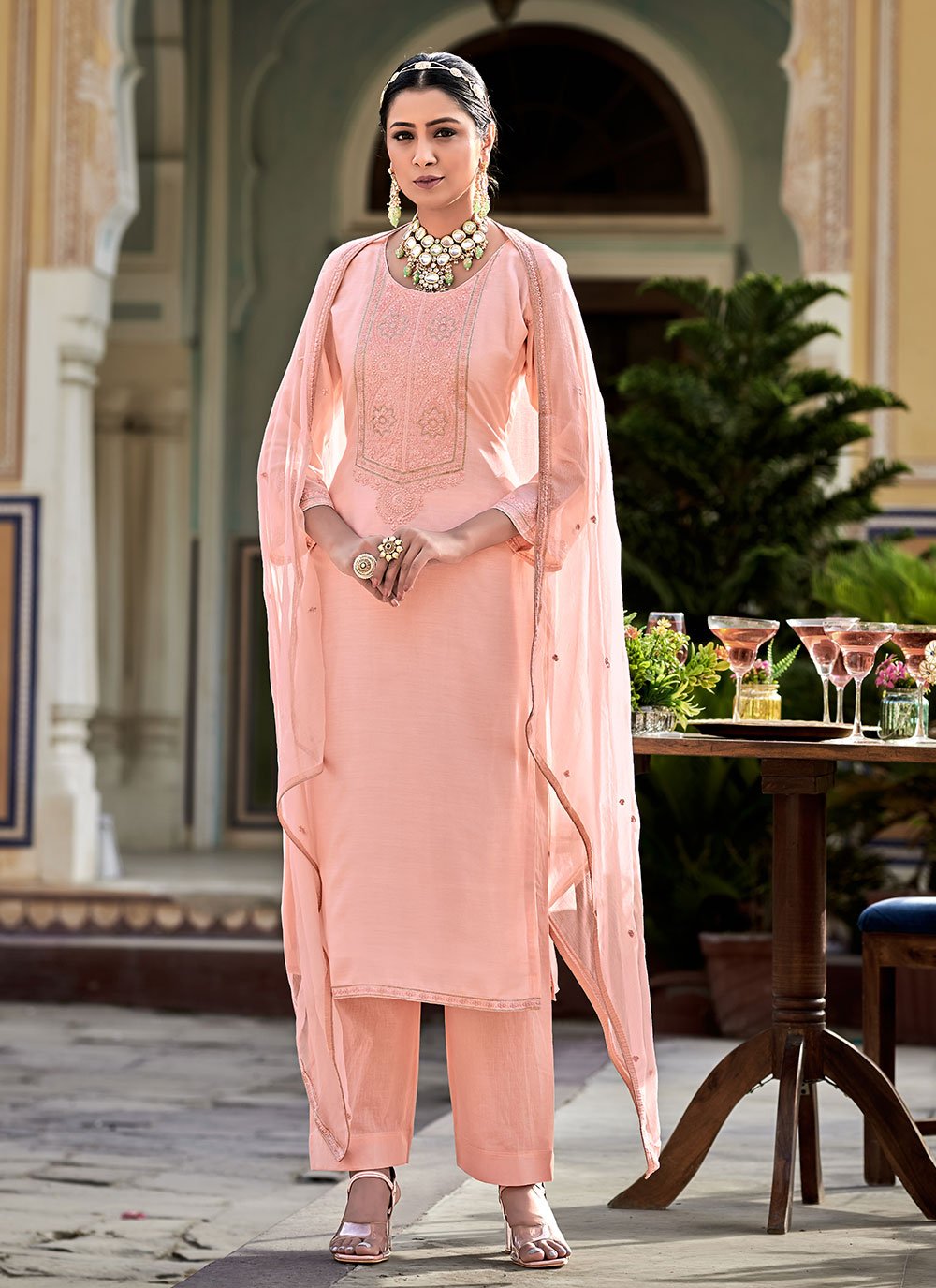 Pink Designer Straight Salwar Suit