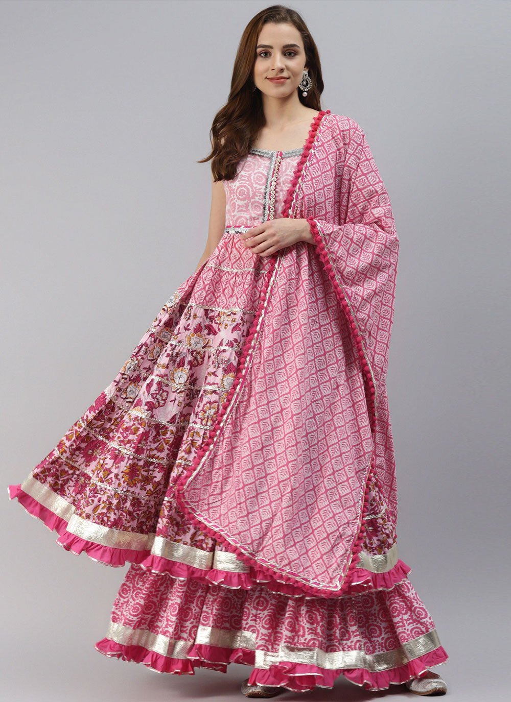 Pink Embroidered Ceremonial Readymade Salwar Kameez