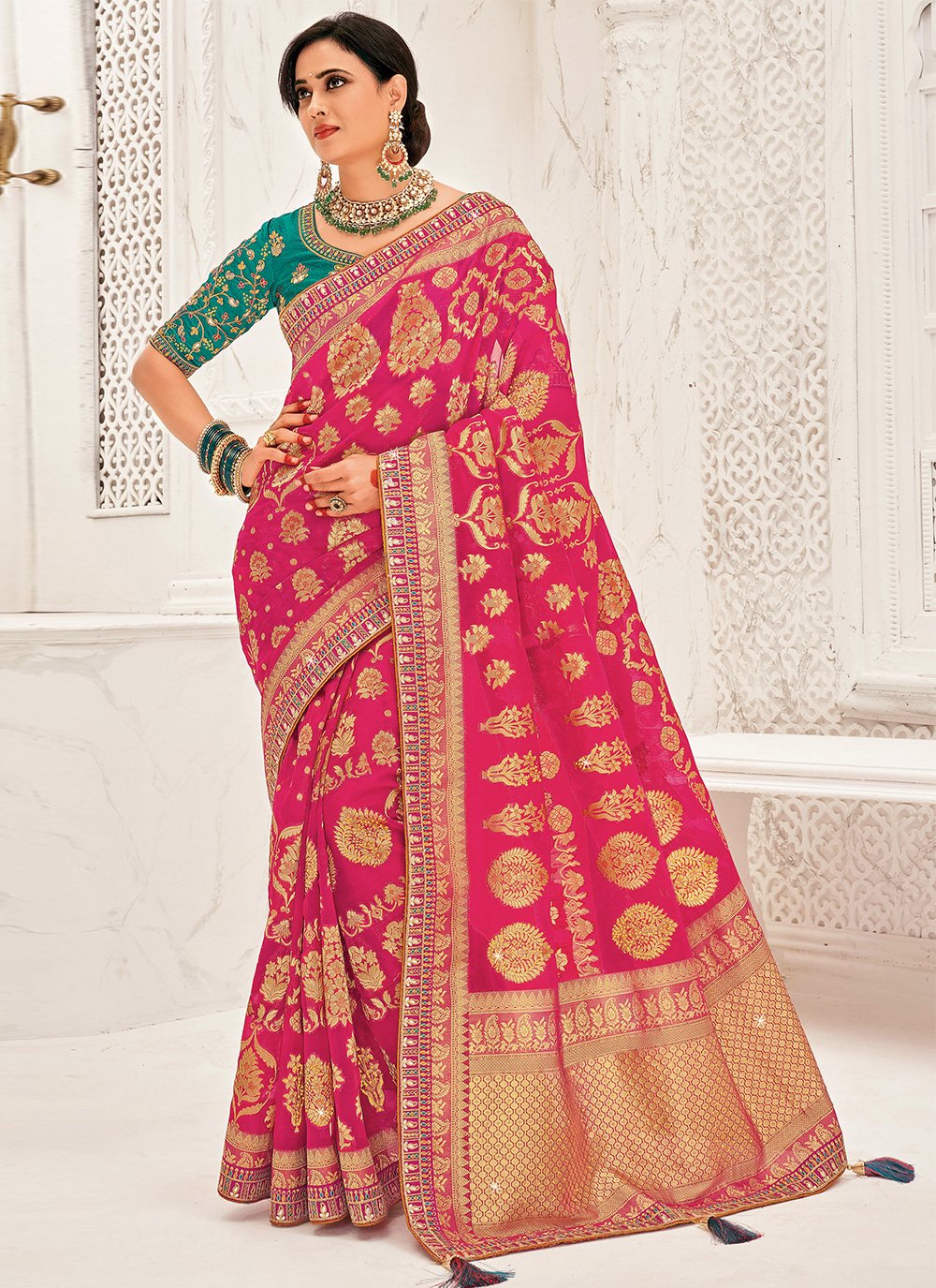 Pink Embroidered Contemporary Saree buy online