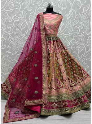 Pink Embroidered Silk Lehenga Choli