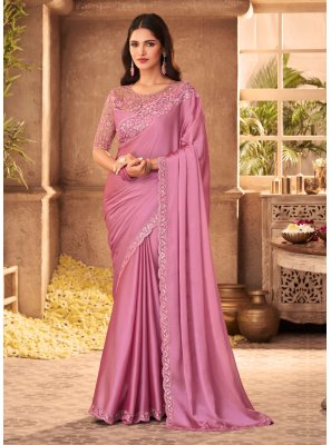 Pink Embroidered Traditional Designer Saree