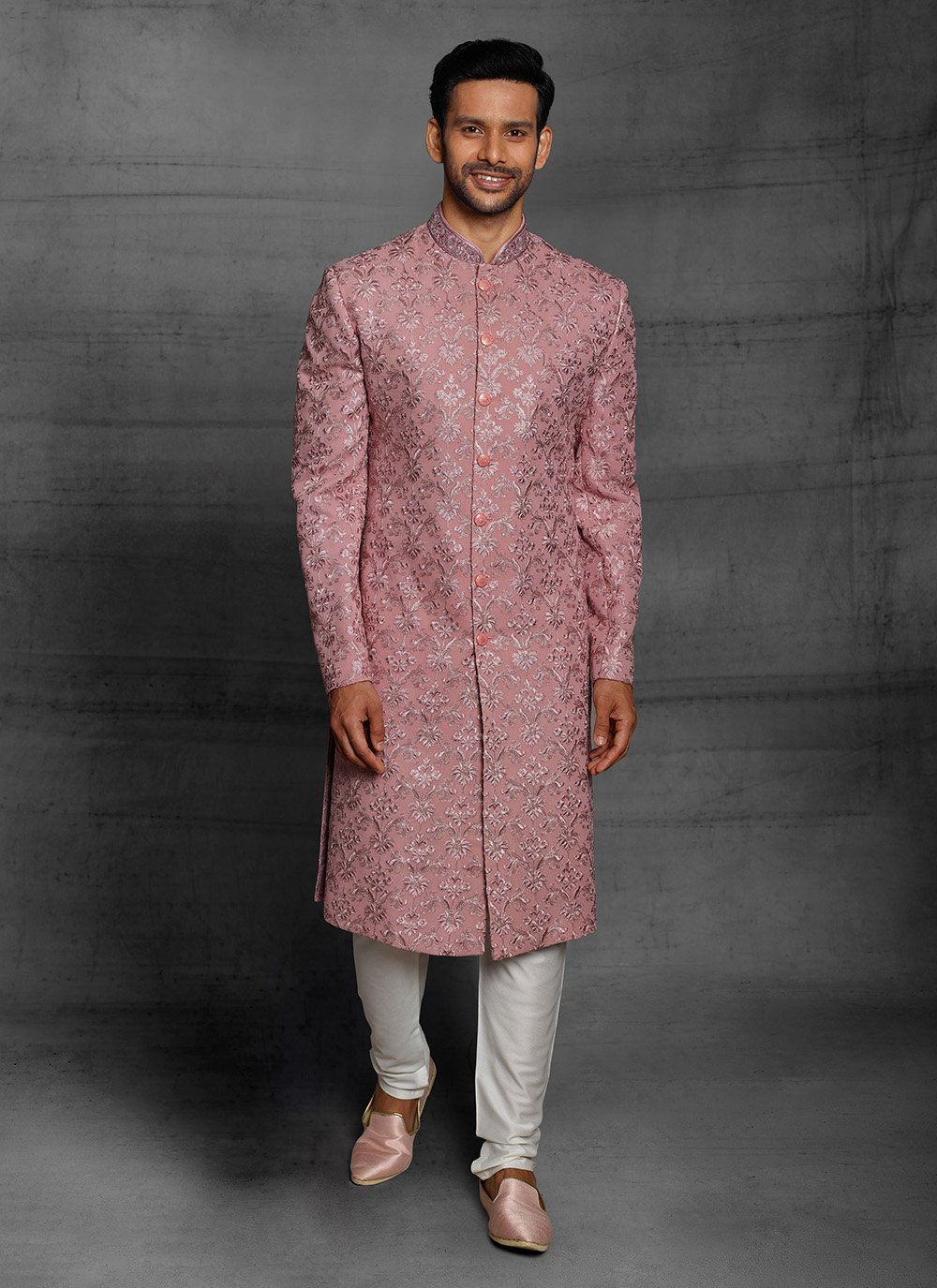 Pink wedding sherwani best sale