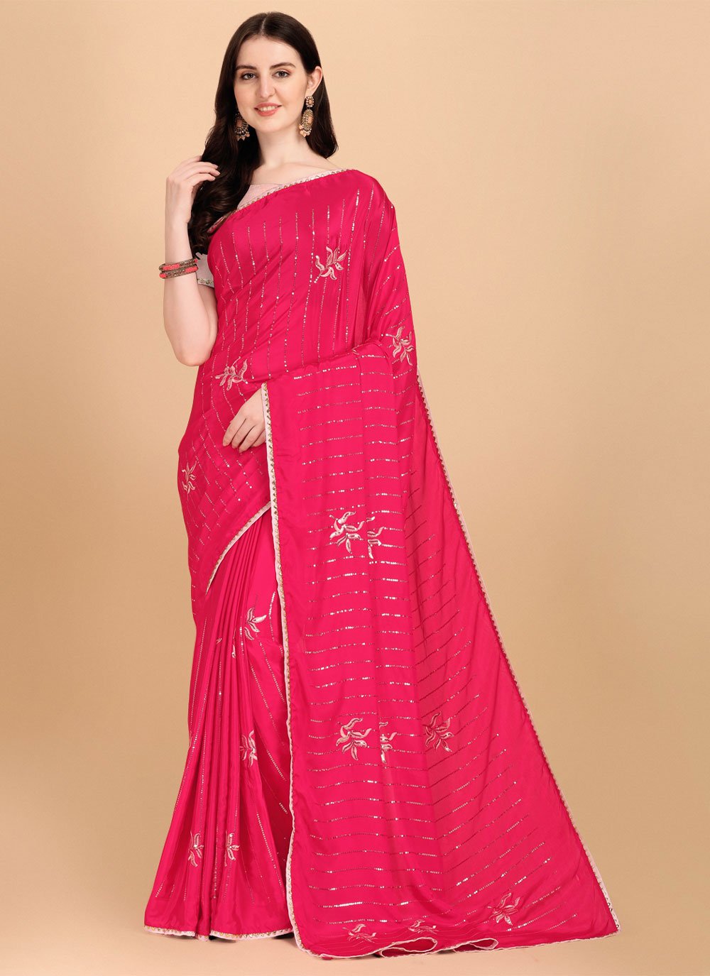 Pink Fancy Fabric Classic Saree