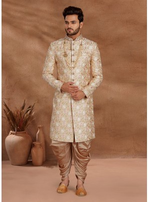 Pink Fancy Fabric Embroidered Indo Western Sherwani