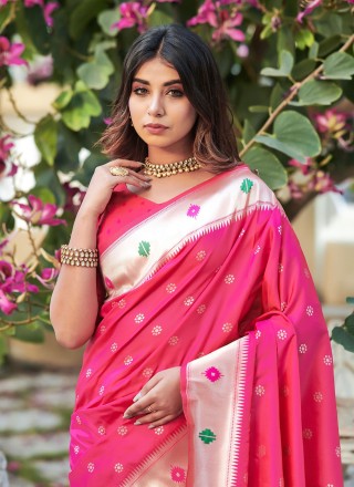 Pink Festival Banarasi Silk Designer Saree