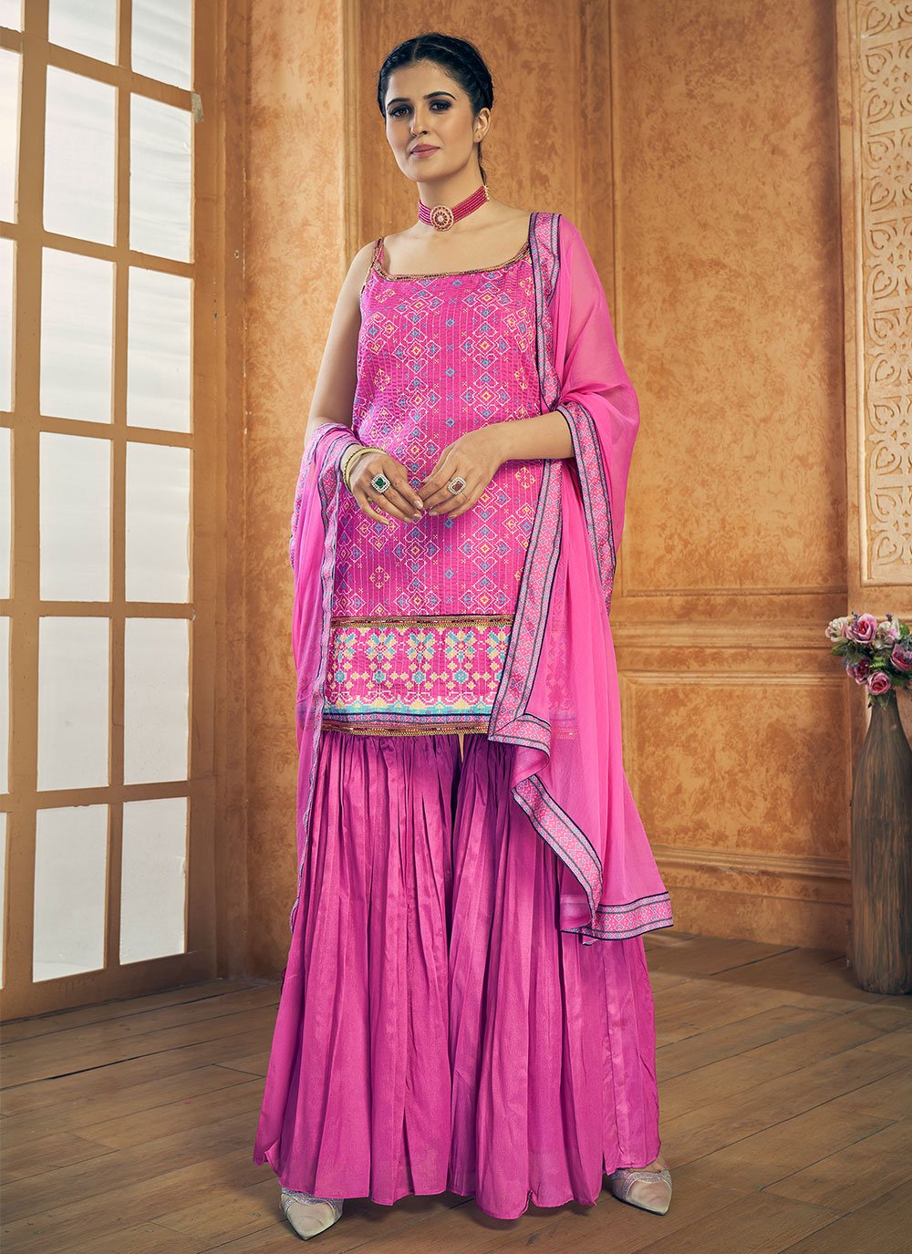 Pink Festival Silk Designer Pakistani Suit