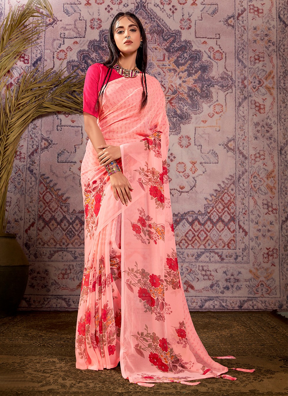 Glam up your Plain sarees with Floral blouses! | Fashionworldhub