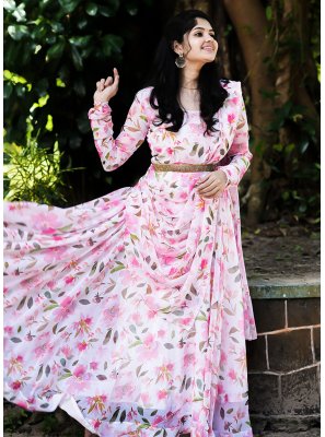 Pink Georgette Festival Readymade Gown