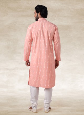 Pink Handloom Cotton Kurta Pyjama