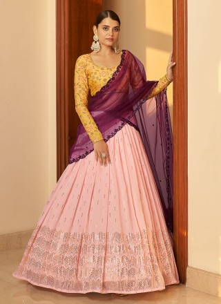 Pink Mukesh Wedding Designer Lehenga Choli