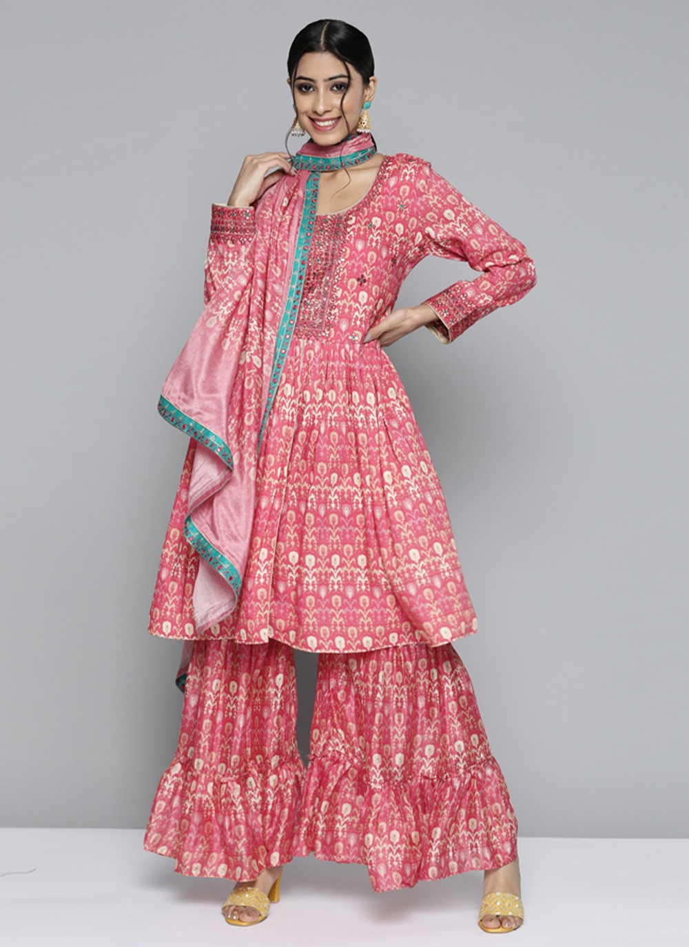 Pink Muslin Readymade Salwar Suit