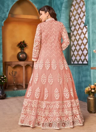 Net Sequins Designer Floor Length Suit