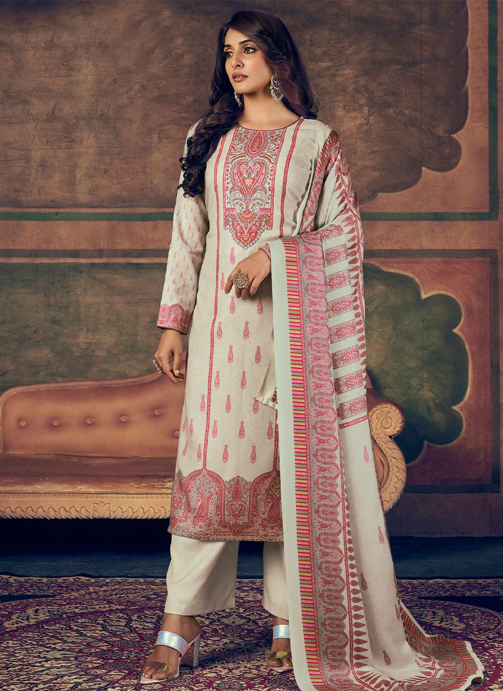 Pink Pashmina Ceremonial Trendy Salwar Suit