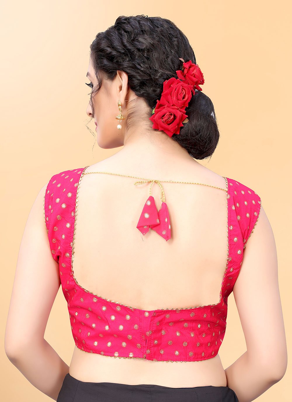 Pink Polka Dotted Designer Blouse buy online