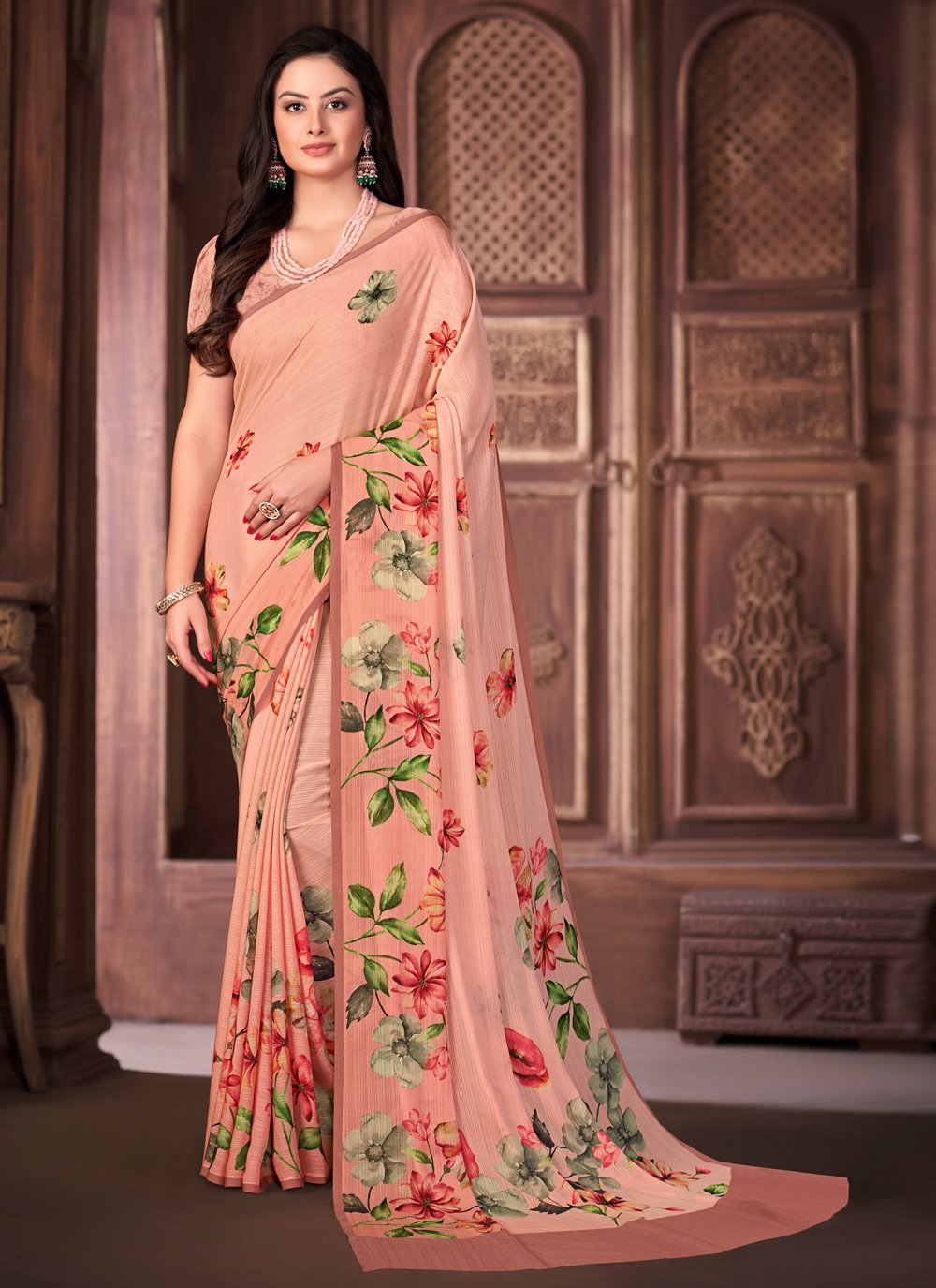Pink Printed Classic Saree
