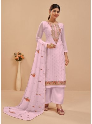Pink Pure Georgette Thread Designer Pakistani Suit
