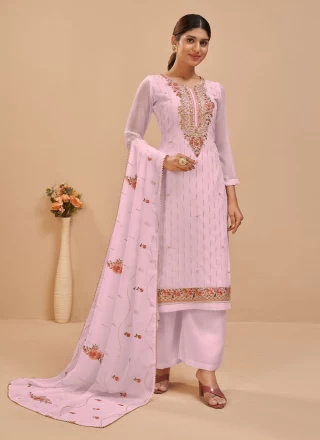 Pink Pure Georgette Thread Designer Pakistani Suit