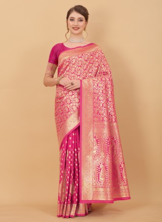 Pink Pure Silk Classic Saree