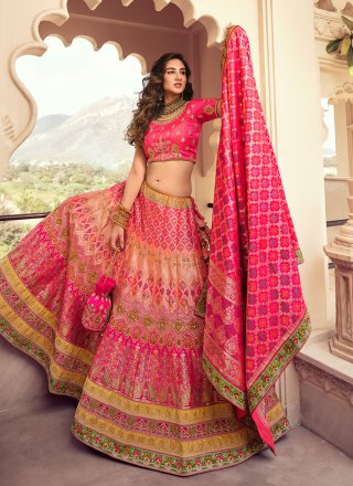 Pink Resham Banarasi Silk Lehenga Choli