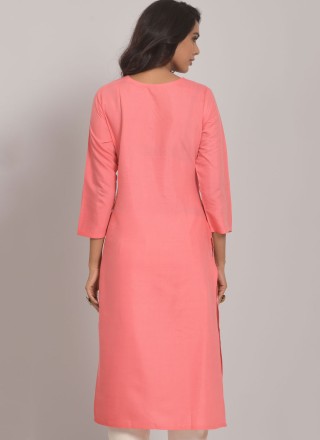Pink Sequins Cotton Party Wear Kurti