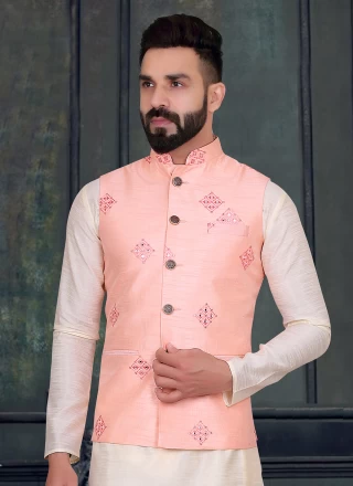 Pink Silk Nehru Jackets