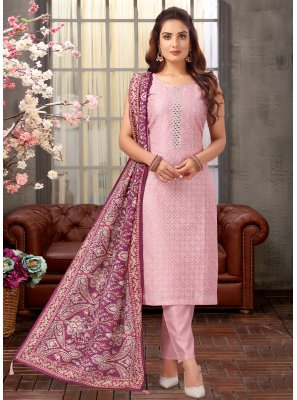 Pink Silk Party Readymade Salwar Suit
