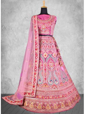Pink Velvet Bridal Designer Lehenga Choli