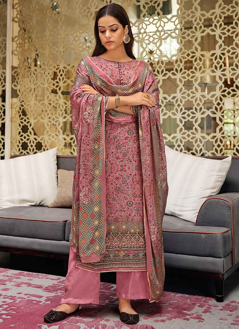 Pink Viscose Designer Pakistani Suit