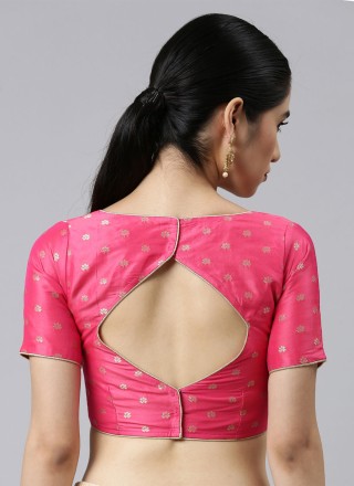Pink Weaving Banarasi Jacquard Blouse