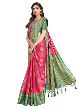 Pink Zari Kanjivaram Silk Classic Designer Saree