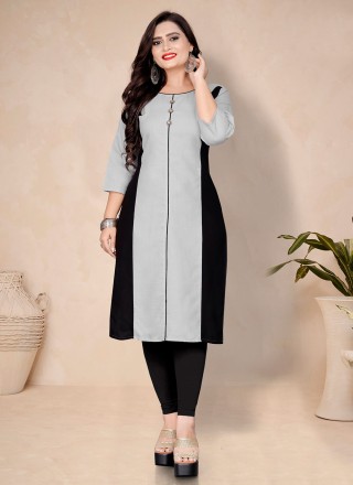 Plain Grey Casual Kurti