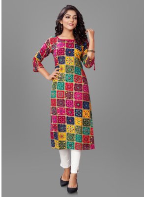 Print Rayon Party Wear Kurti