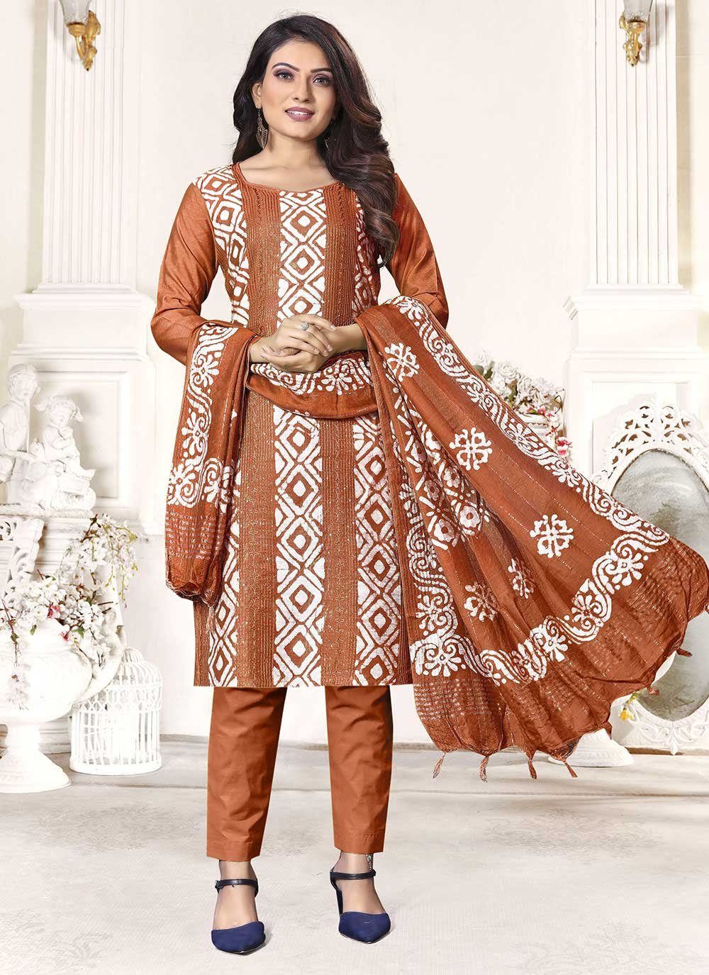 Printed Brown Trendy Salwar Suit 