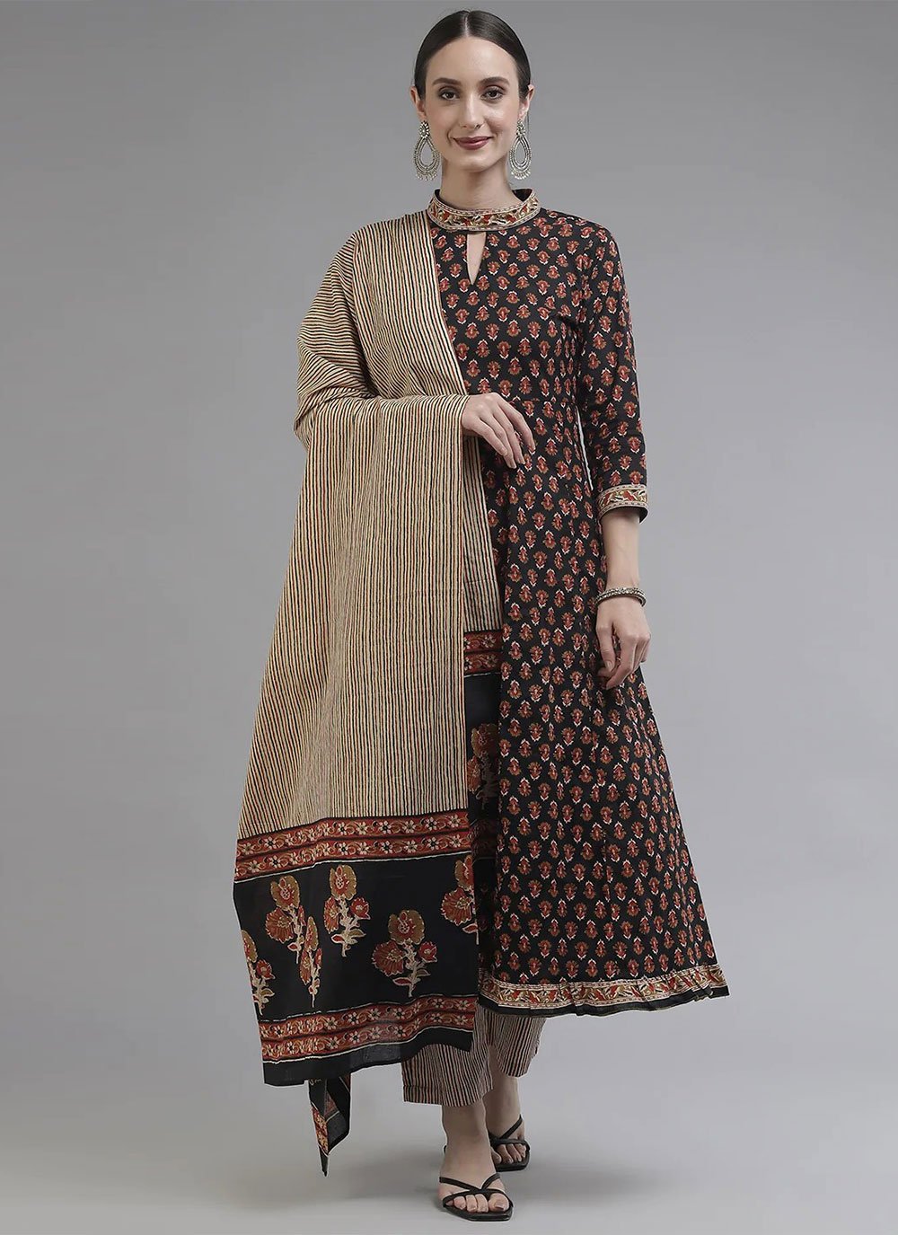 Printed Cotton Brown Trendy Salwar Suit