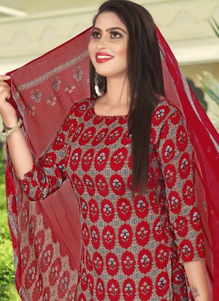 Printed Pashmina Patiala Salwar Kameez in Maroon