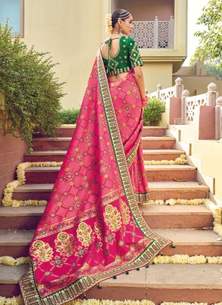 Pure Silk Pink Embroidered Designer Saree