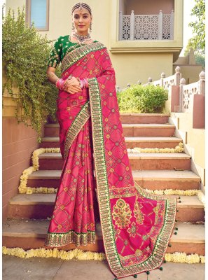 Pure Silk Pink Embroidered Designer Saree