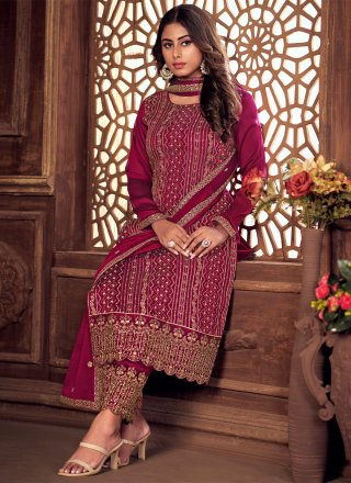 Pure Silk Wine Pant Style Suit