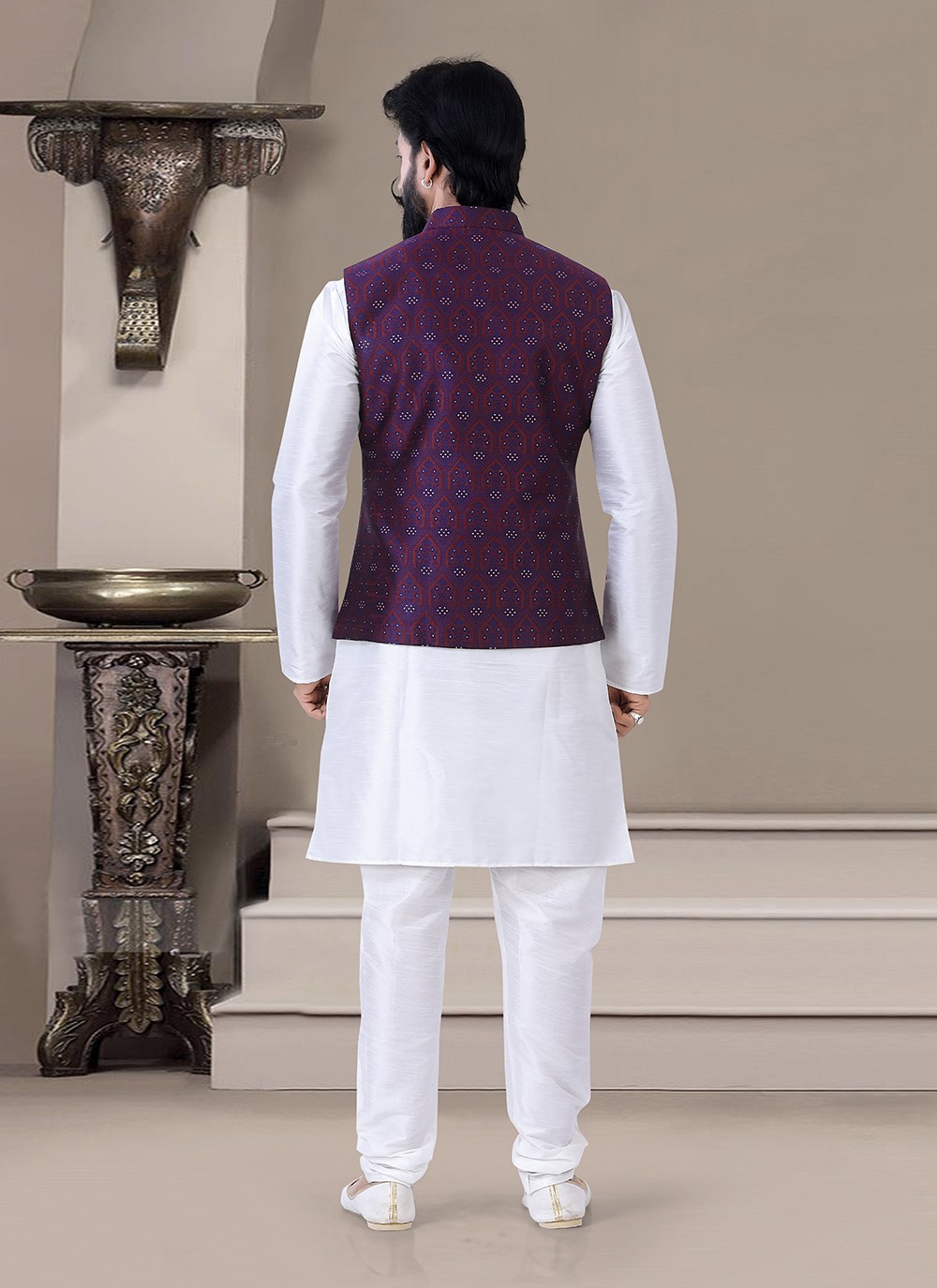 Purple kurta pajama deals with jacket