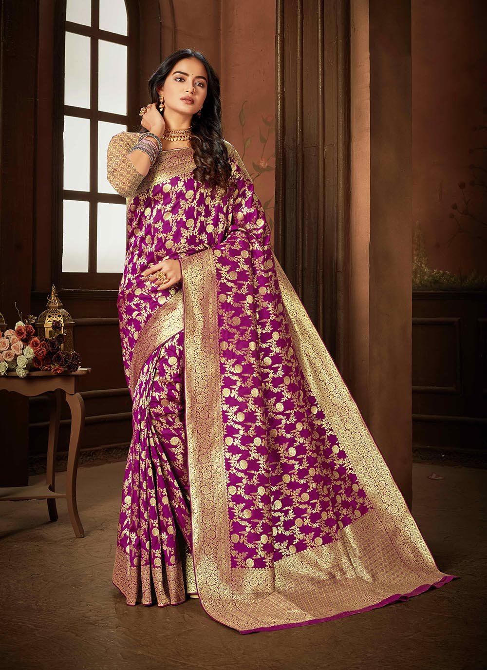 Purple Art Silk Weaving Trendy Saree