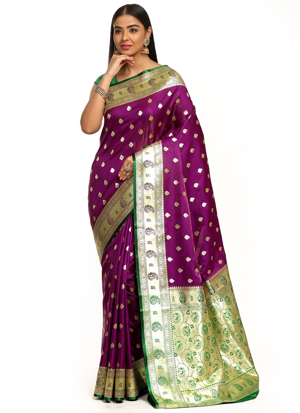 Purple Banarasi Silk Designer Traditional Saree